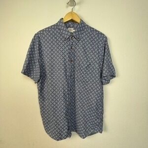 FAHERTY BRAND Mens Short Sleeve Button Up Shirt Geometric Print Size L